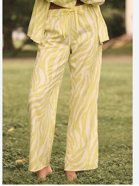 Anthropologie Zebra Citron Chartreuse Animal Print Pajama Bottom